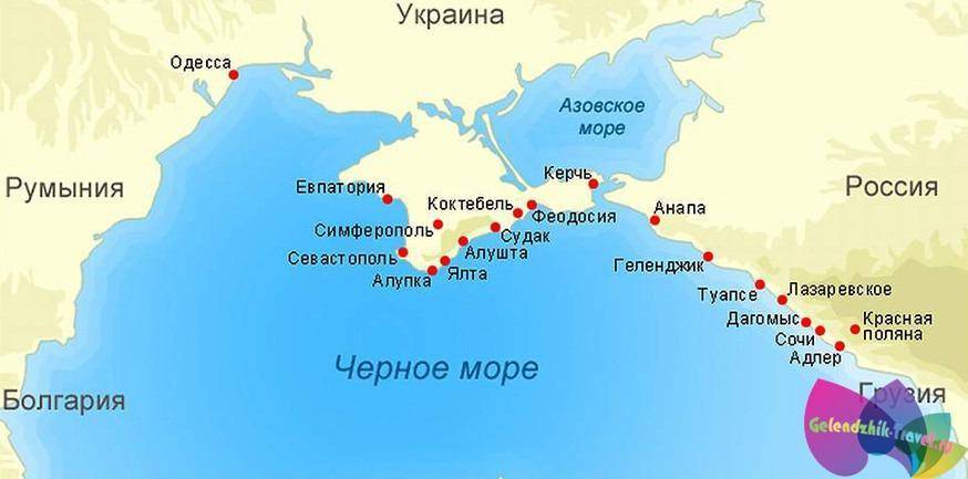 Подробная карта черноморского побережья россии и его курорты - с рюкзаком по миру