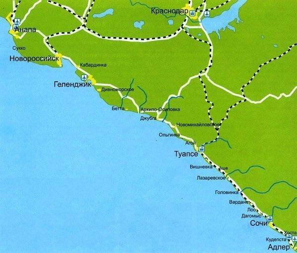 Железнодорожная карта черноморского побережья россии с курортами - туристический блог ласус