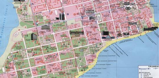 Карта евпатории с отелями, достопримечательностями, курортами, транспортом