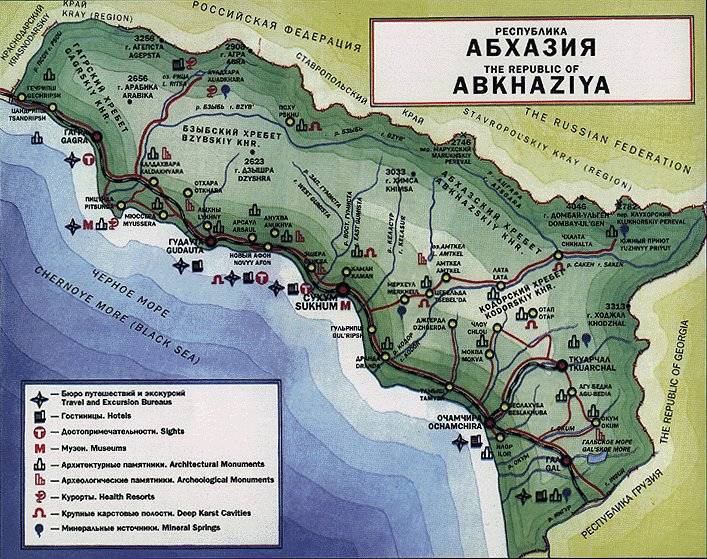 Карта абхазии с улицами и достопримечательностями - туристический блог ласус