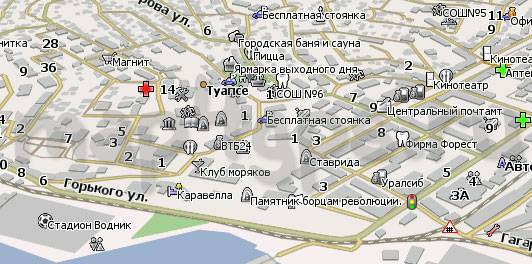 Карта туапсе с улицами и достопримечательностями