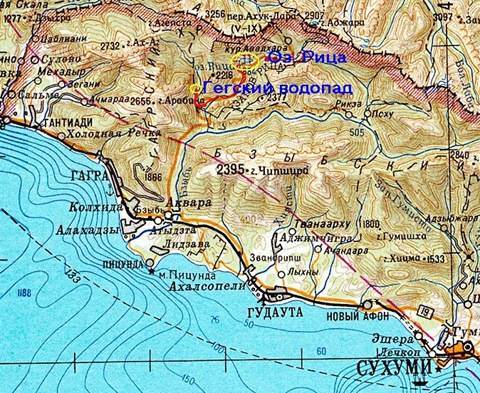 Карта абхазии с улицами и достопримечательностями