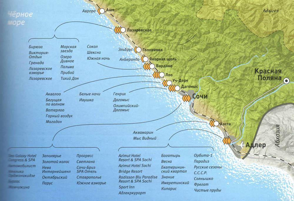 Карта черноморского побережья крыма с курортами