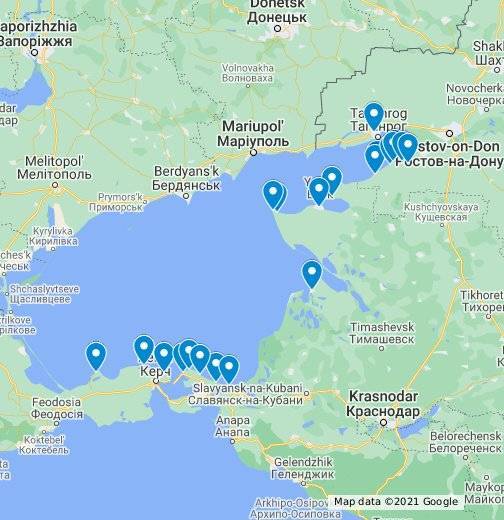 Азовское море: карта побережья россии - с рюкзаком по миру