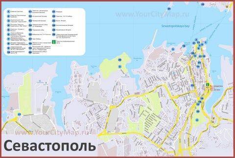 Карта севастополя с улицами и достопримечательностями