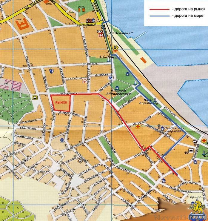 Карта феодосии подробная с улицами, номерами домов и инфраструктурой