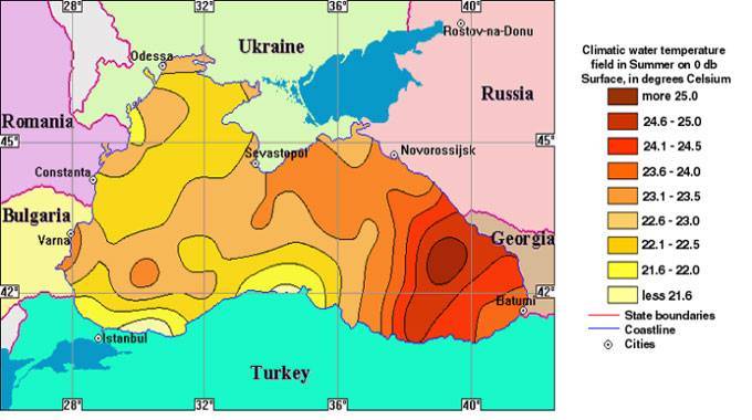 Температура воды на побережье и в водоемах россии