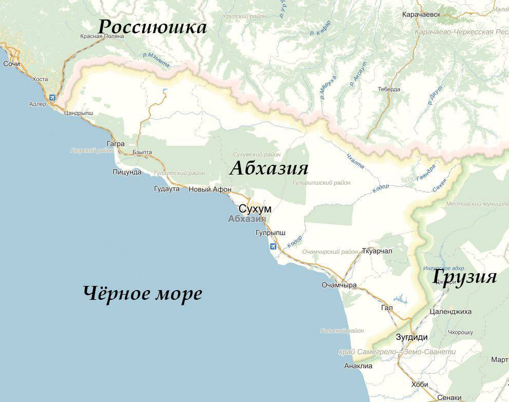 Курорты абхазии: подробная карта с городами и поселками на русском языке (сезон 2021)