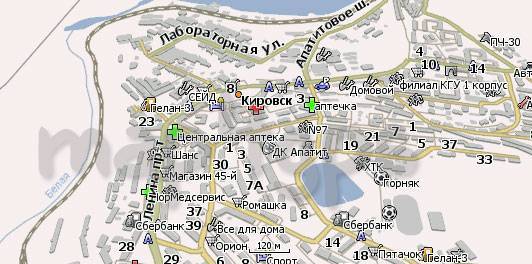 Карта белогорска с улицами и достопримечательностями