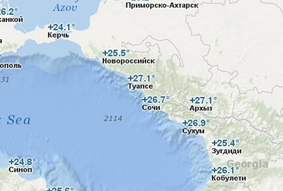 Температура воды в черном море